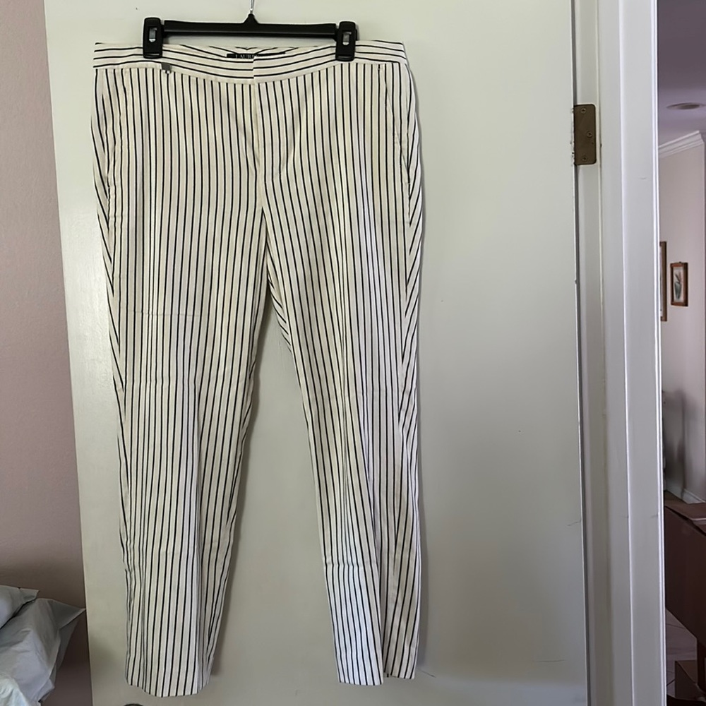 LAUREN RALPH LAUREN PANTS WOMEN SZ 10 front zip and pockets ankle pant